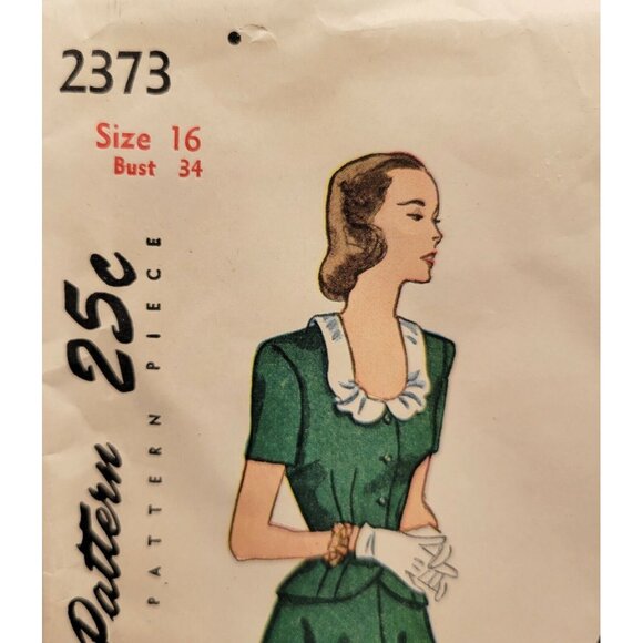 Uncut Simplicity 1940's Suit Dress Detachable Collar Sew Pattern 2373 Size 16 - Picture 2 of 3